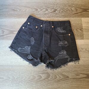 Levi's 501 Black Denim Shorts 26